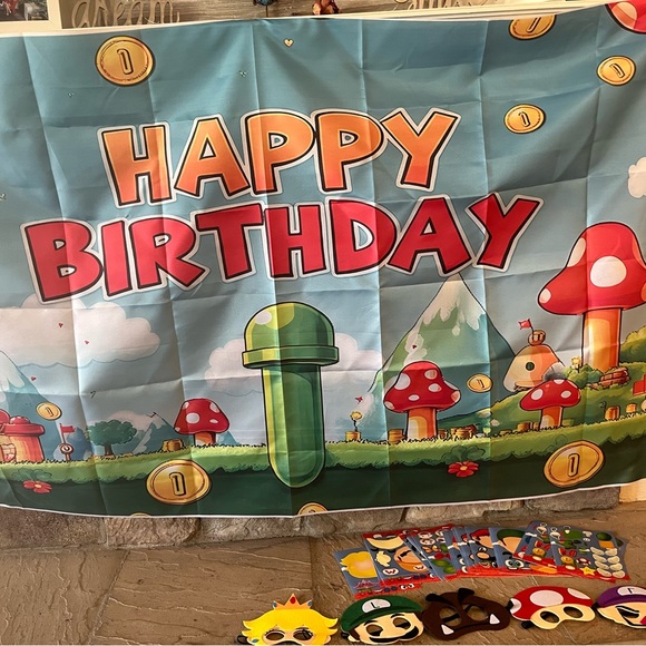 Nintendo Other - Super Mario birthday banner, masks, and sticker activity